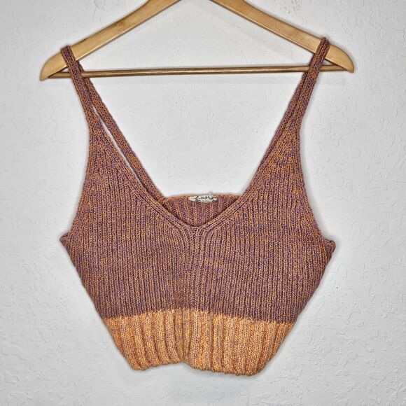 Intimately Free Free People Knit Here All Day Bralette Mauve Combo Large NEW - Picture 1 of 6